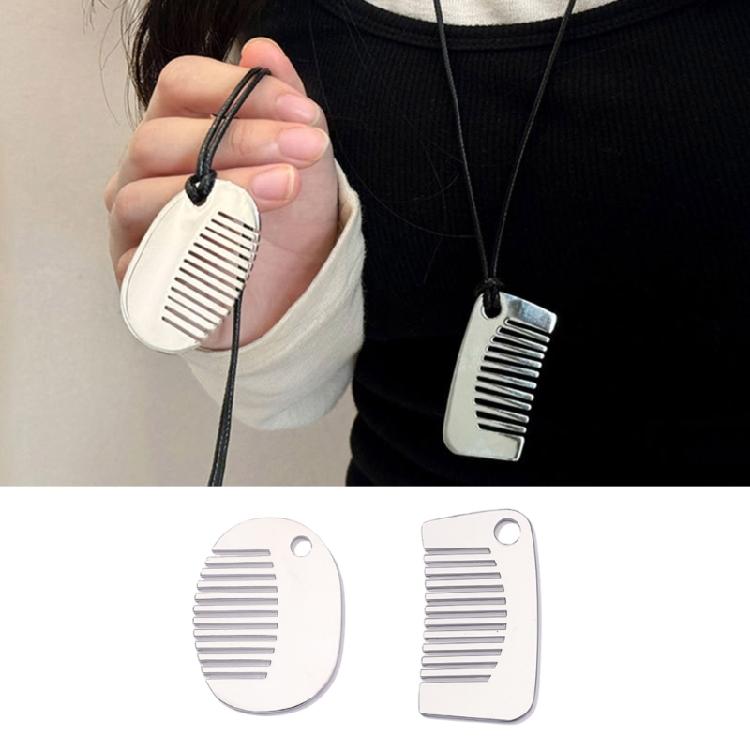 Portable Hairbrush Miniature Comb Necklace Pendant Convenient Hair Grooming Tool Portable Hairbrush for Women Girls