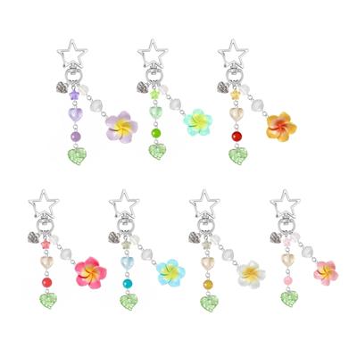 Lindo Colgante de Acrílico Floral Llavero Encanto Para Bolsos Accesorios Ligero Colgante de Teléfono con Cuentas Decoración de Moda