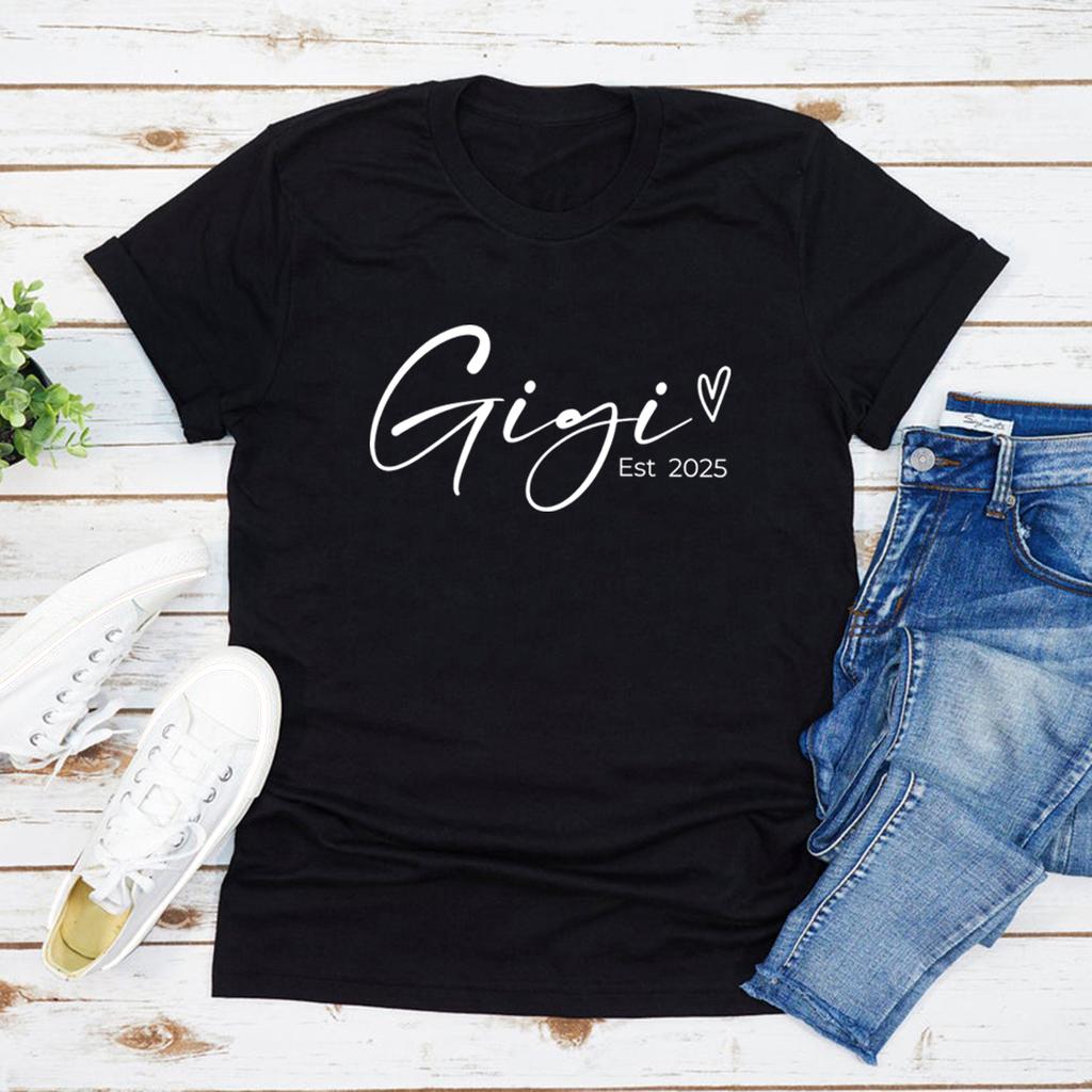 Personalized Gigi Est T Shirt Mothers Day Gift Women's Graphic T Shirts Short Sleeve Casual Tshirt Grandma T-Shirts Female Tops