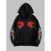College Gothic Dark Wings Original Printed Zipper Hoodie, a Fashionable Street Trend Zipper Hoodie Suitable for Casual Occasions