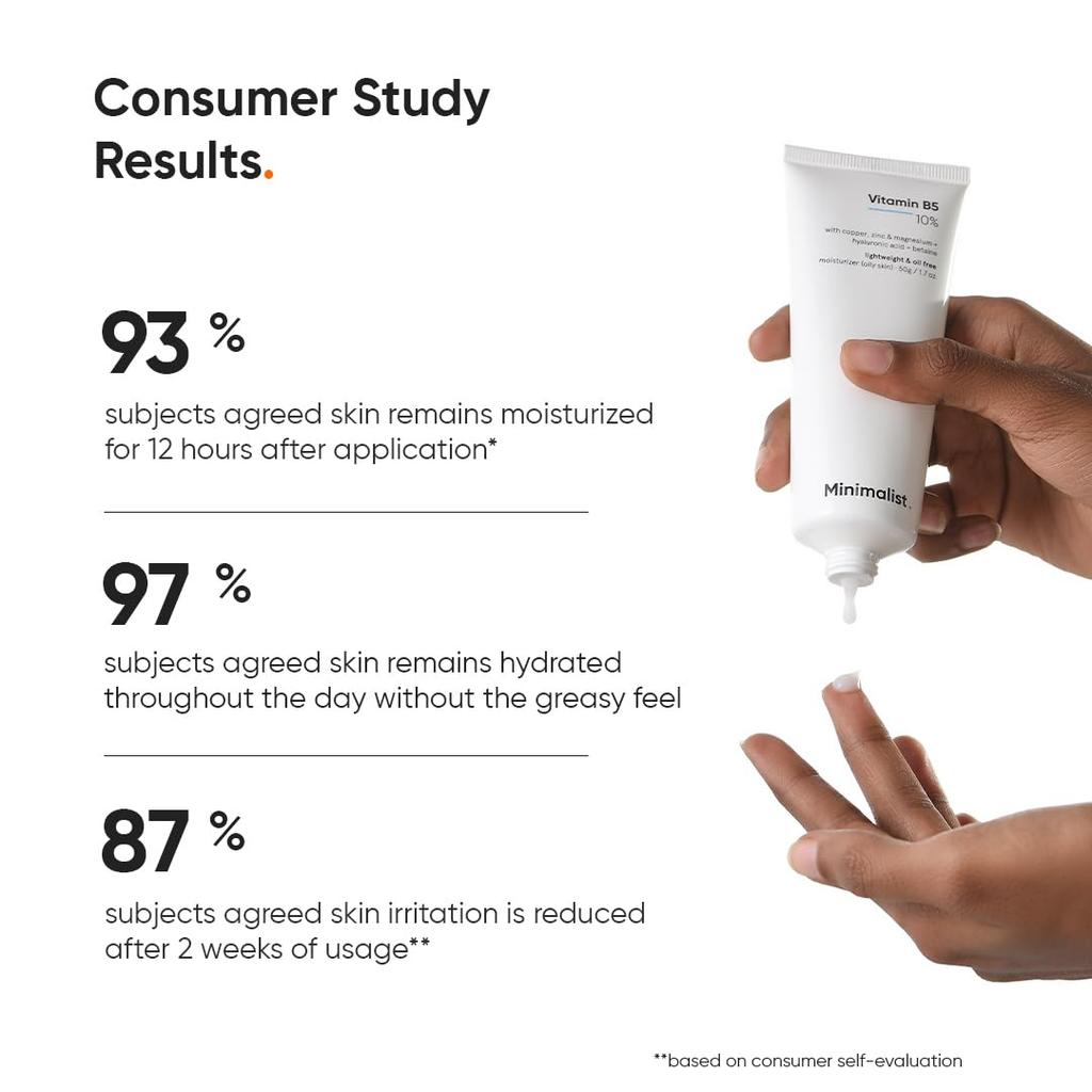 Minimalist Dehydrated Skin Moisturizer 10% Vitamin B5 Oil-Free Hydration Lightweight Gel For Oily Acne-Prone Skin Damaged Barrier Repair 50g