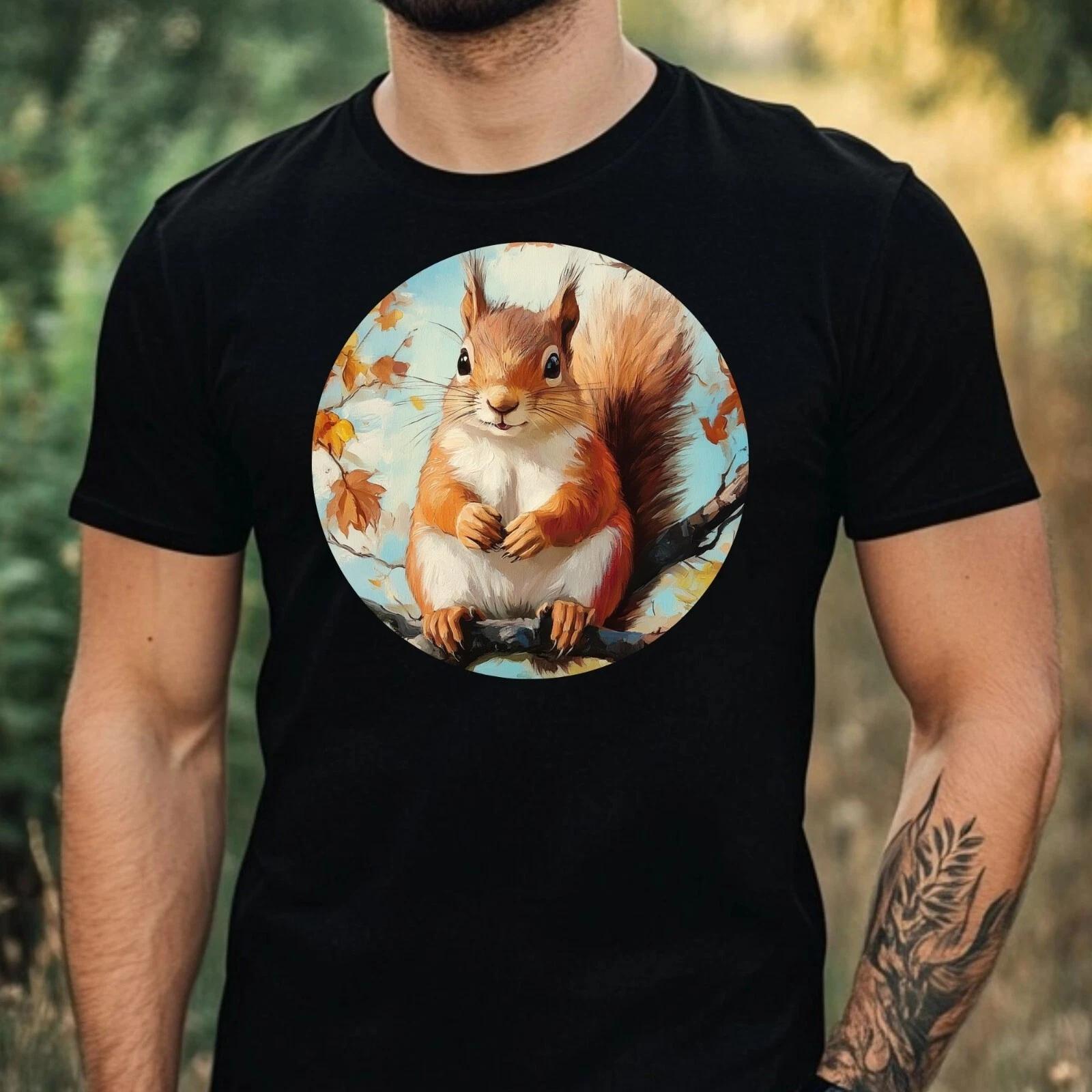T-Shirt Herren Eichhörnchen Portrait Motiv Baumwolle Größe XS bis 5XL XS