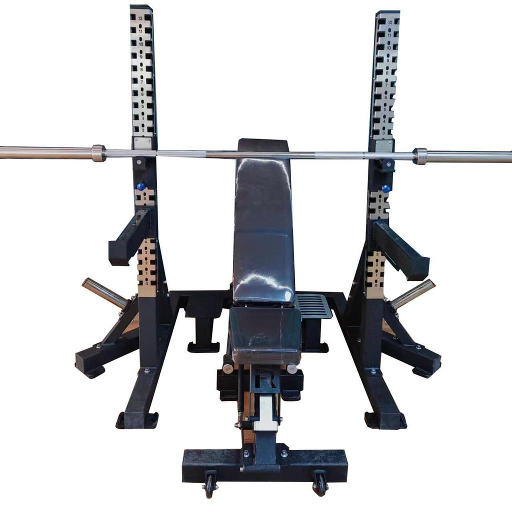 Multi-functional Bench Press Rack: Commercial Gym Strength & Fitness Equipment with Weight Plates