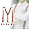 Stylish Classical Suspenders Adjustable Suspenders PU Chain Metal Clip Brown PU Belt for Wedding Business Wear