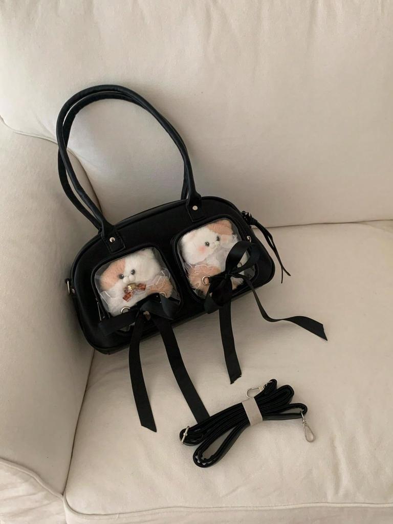 Stuffed Animal Ita Plush Toy Ita Oshikatsu Shoulder Oshi Otaku Activity [CLOGRATIA] Bag, Bag, Bag, Bag, Mini, Bag, Bag, Plush, (Black)