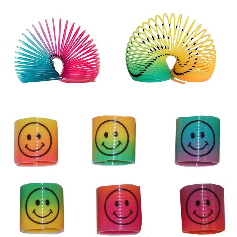 12x Mini Slinky Smiley Face Springs Rainbow Smiley Face Spring Party Bag výplně plastové