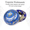 Blue Tibetan Singing Bowl Set with 9.5cm 3.7inch Handmade Metal Sound Bowl & Soft Cushion & Wooden Striker for