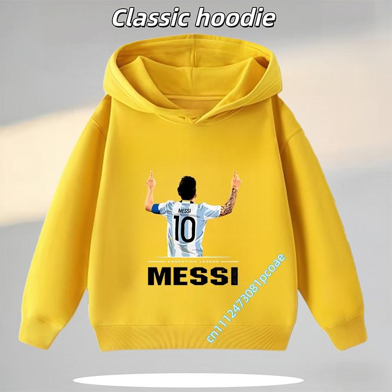 Messi Children's Hooded Sweatshirt Boys' Sport Shirt Casual Jacket Football Star Cartoon Print Autumn/Winter Long-Sleeve Coat