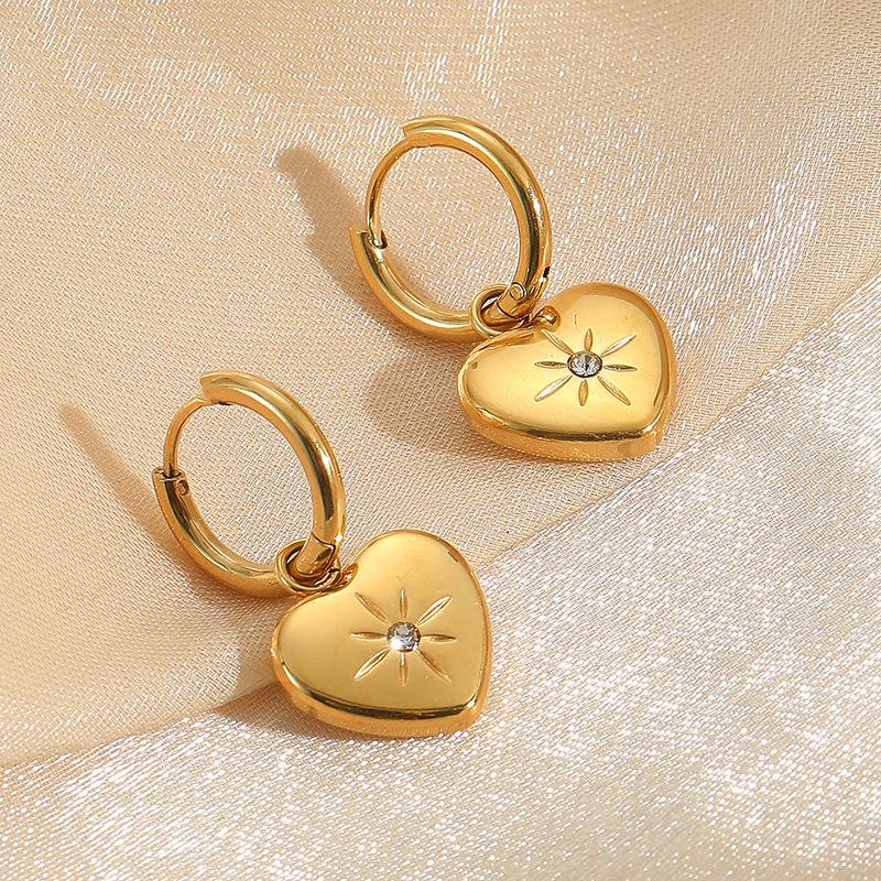 316L Stainless Steel Fashion Sparkling Zircon Love Women's beautiful and comfortable earrings