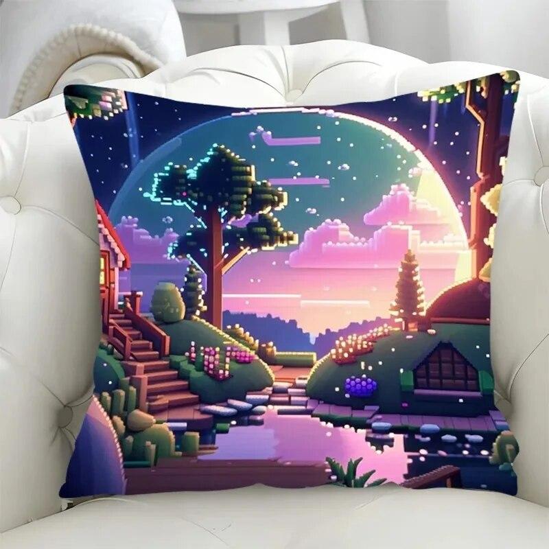 

Автомобиль Гостиная Диван Чехлы Мультфильм Пиксельный Стиль Декоративная Чехлы Роскошные Украшения Дома Наволочка 40x40cm