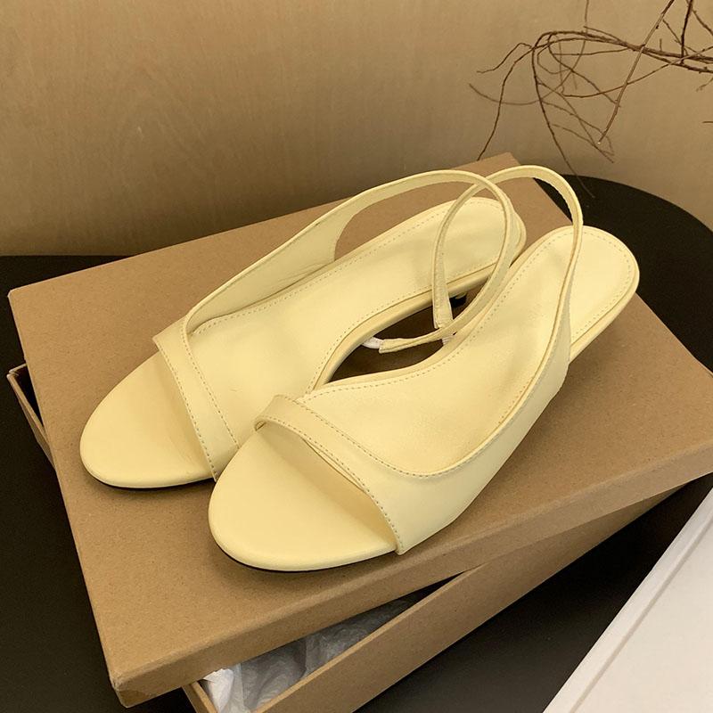 Fashion Round Toe Women Low Heel Sandals Shoes Female Slip On Footwear Casual Fashion Shallow Ladies Heeled Sandals Shoes Pumps