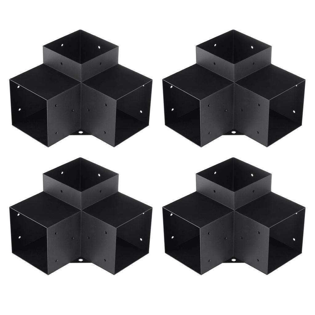 Pergola Bracket Kit 6''x6'', Inner Size 5.6"x5.6 4pcs 3-Way Heavy Duty Corner Bracket Woodworks DIY Post Base Kit, Easy Installation Wooden Beams for