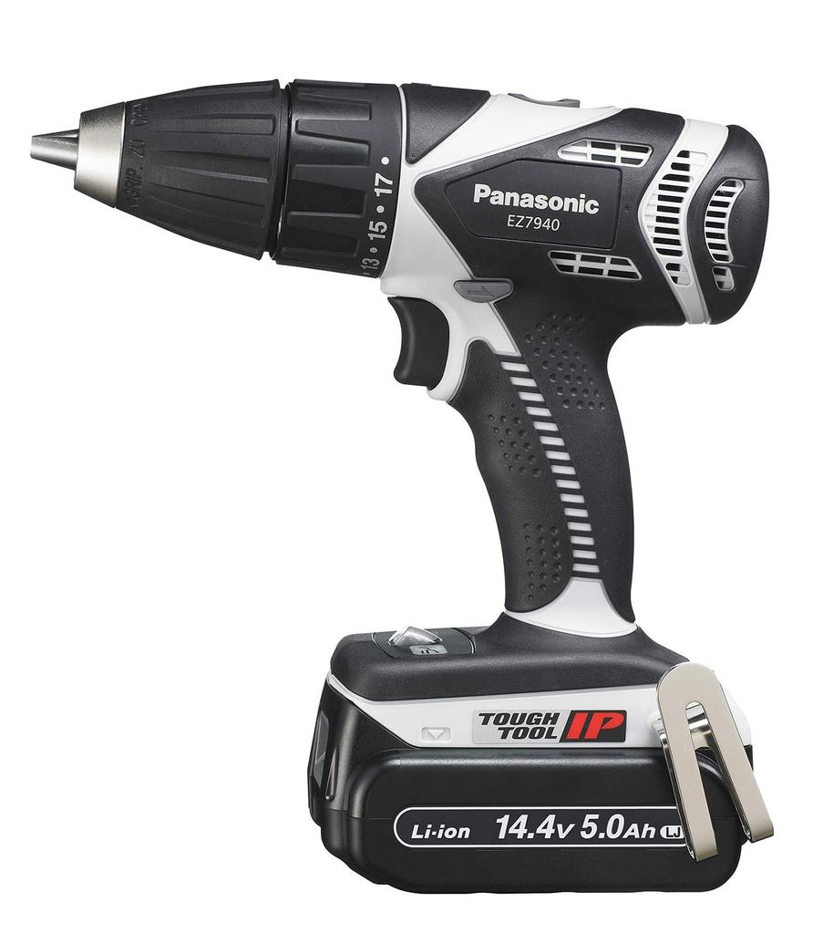 Panasonic Cordless Vibration Drill Driver EZ7940 Compact and Includes Two Battery and with Vibration (14.4V), Lightweight, High-Capacity 5.0Ah Packs,