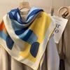 Luxury Silk Wool Square Scarf Women - Elegant Lightweight Shawl 140x140cm Fashion Accessory Printed Geometric Design