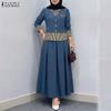 ZANZEA Women Long Sleeve Patchwork Blouse and Long Skirts Casual Two Piece Suit Sets