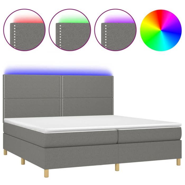 VidaXL Sommier à Lattes de Lit avec Matelas et LED, Lit Rembourré avec Tête de Lit, Lit Double, Lit Adulte de Chambre, 3135382