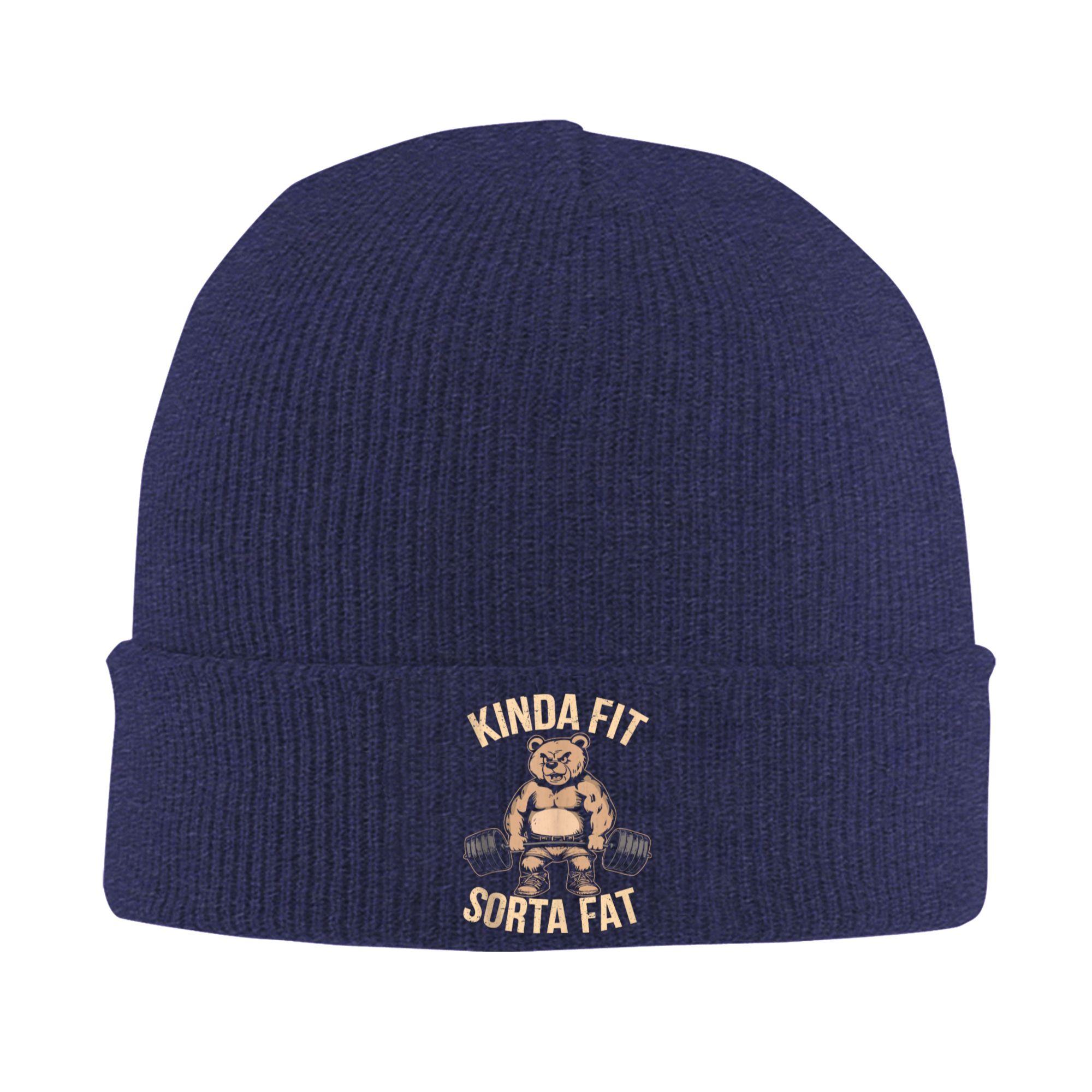 

Kinda Fit Sorta Fat - Funny Gym Bear Beanie Hats Bonnet Hats Men Women Street Gym Knitted Hat Autumn Winter Elastic Caps One Size