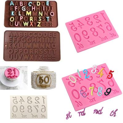 Silikon Alphabet- und Zahlenform-Set zum Kuchendekorieren Schokolade Fondant Süßigkeiten Buchstaben Zahlen Symbole DIY Backwerkzeuge