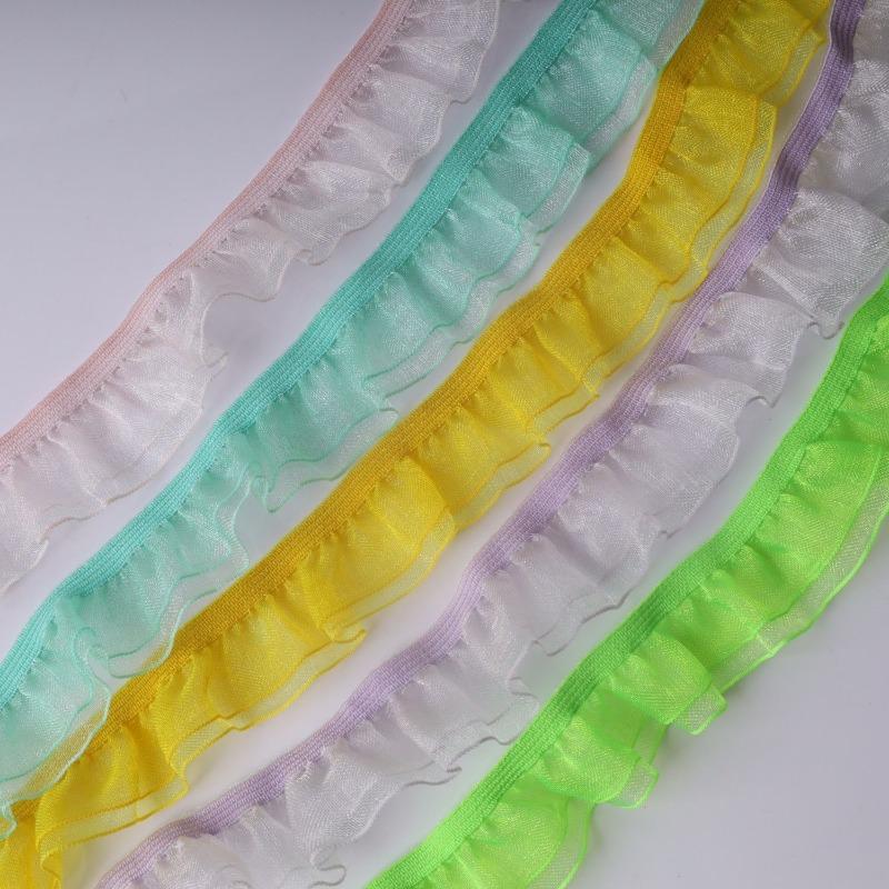 Elastic Snow Yarn Fungus Lace, Width 2cm Headband DIY Lace Decorative Cuffs Dream Pleated Baby Clothes Handmade Accessories