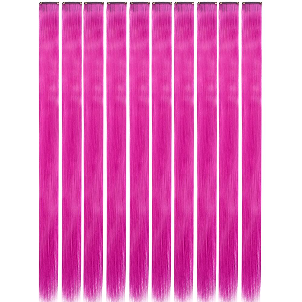 10PCS/Pack Colored Party Highlights Clip in Hair Extensions for Girls 18 Inches Omber colors Straight Synthetic Hairpieces 2028
