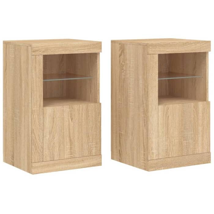 VidaXL Side Cabinets and LED Lights 2 Pcs, Buffets with Door, Storage Furniture, Living Room Organizer, Modern, 836635