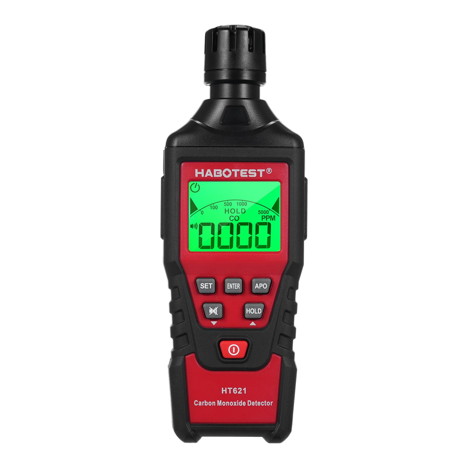 

HABOTEST HT621 Портативный детектор угарного газа Детектор CO с подсветкой и визуальной сигнализацией 0-5000PPM красный черный