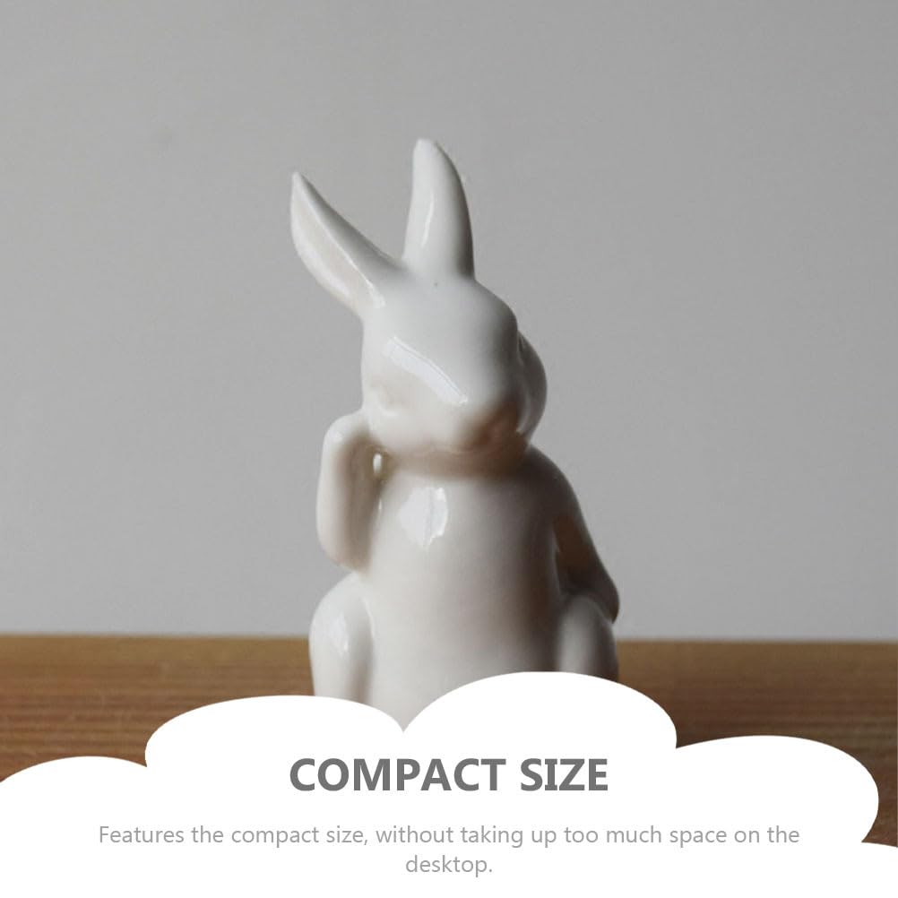 NUOBESTY Rabbit Figurine, Cute Easter Decoration, White Ceramic Rabbit Figurine, Nordic Style, Room Decor, Gift, Set of 2 (AB Style)