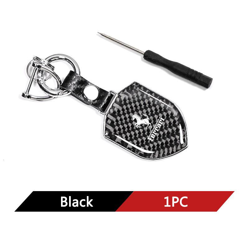 Carbon Fiber Matel Car Logo Keychain Keyring Key Chain Accessories for Ferrari Roma 488 SF90 Stradale Spider Portofino LaFerrari