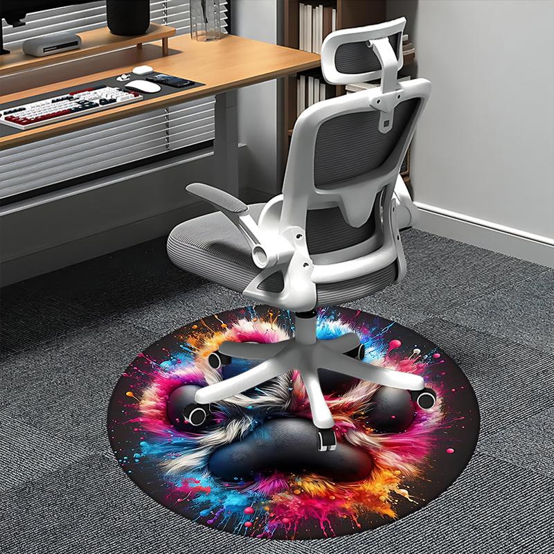

Colorful Paw Print Chair Mat Round Carpet for Home Decor, Office Use, Gift Idea Suitable for Bedroom, Living Room, s0124b 80cm by 80cm