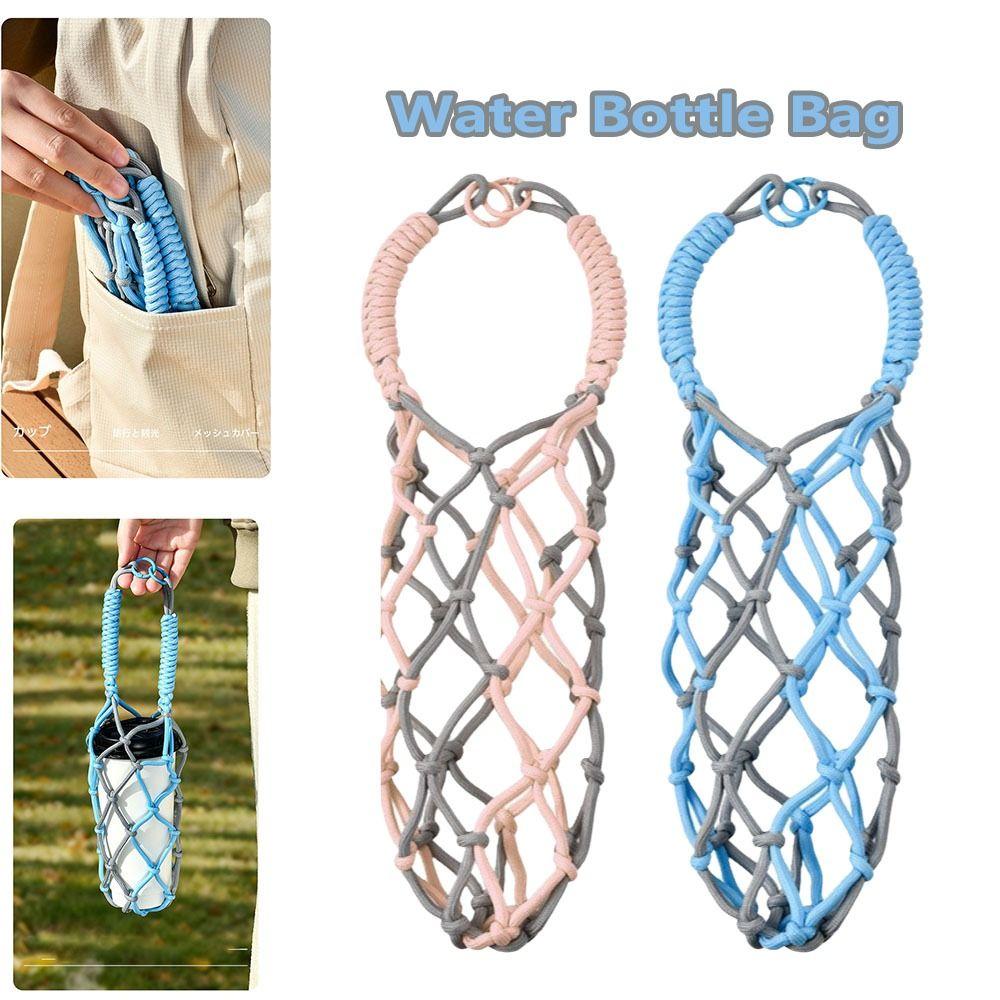 Woven Net Water Bottle Mesh Bag Mesh Cup Holder Easy to Carry Coffee Cup Bag Outdoor Camping