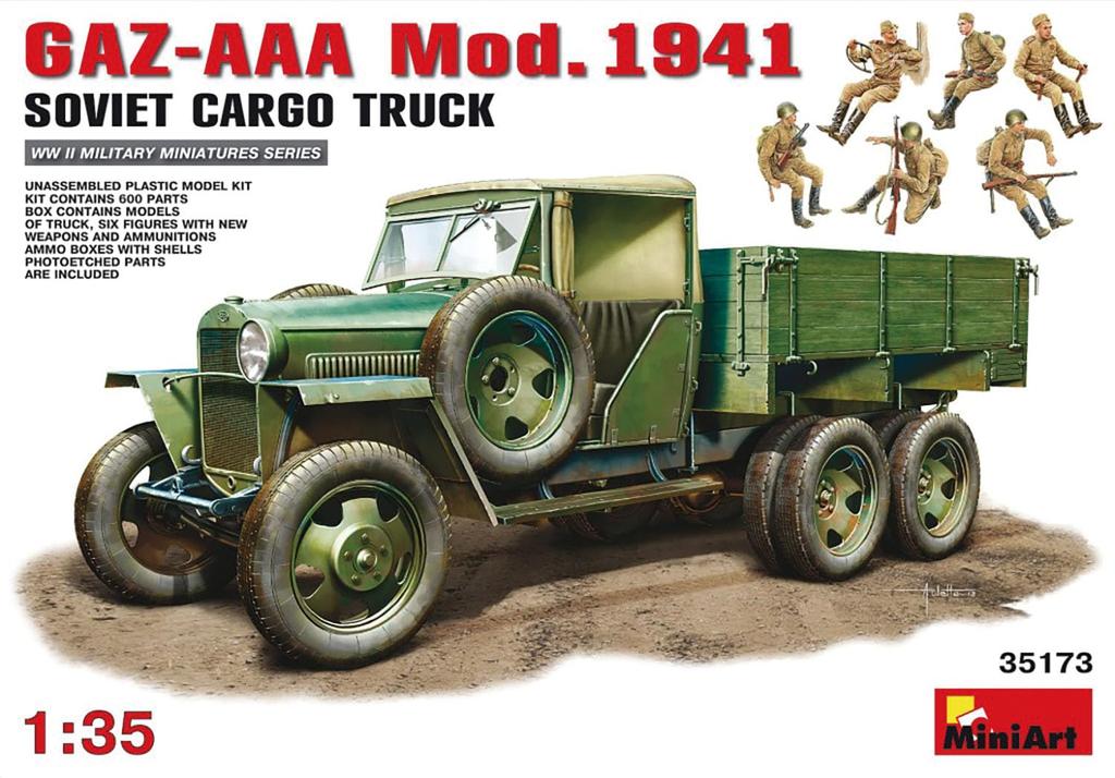 MiniArt Soviet 1941 Cargo Truck Plastic Model Kit with 6 Figures 1/35 WW.II GAZ-AAA (MA35173)