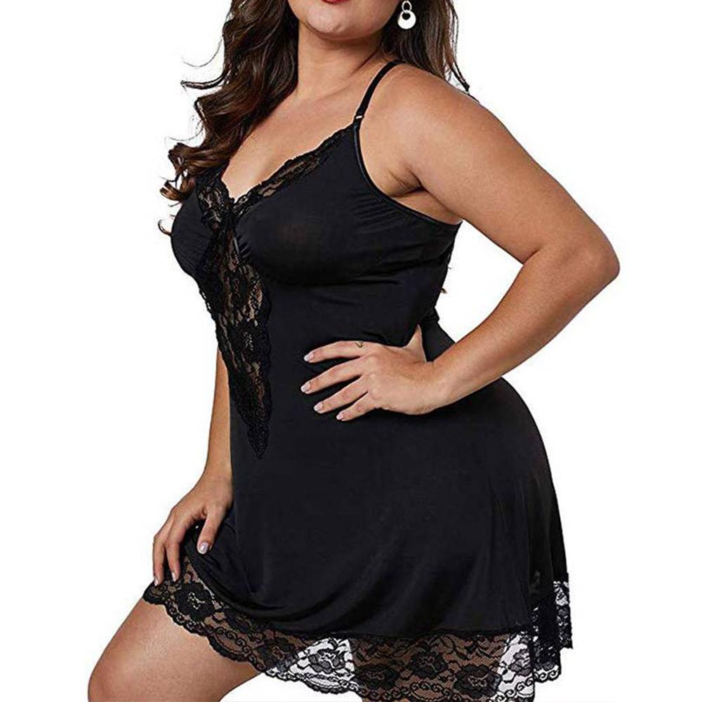 Plus Size Sexy Club Basis Dress for Women 2024 Large Size Lace Camisole Pajamas Short Mini Skirt Sleepwear Female Clothing