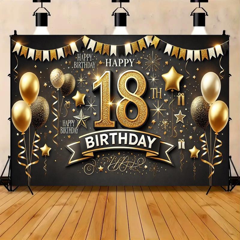 18th Birthday Banner - Luxurious Colorful Background - Multi functional Decoration for Indoor and Outdoor Celebrations
