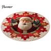 Cozy Christmas Room Decor 3D Illusion Rug, Round Xmas Tree Area 24" 47" Modern Rug Santa Claus Snowman Floor Mat for Living Bedroom Holiday