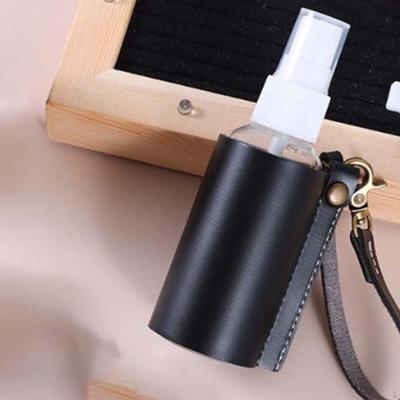Bottle withLeather Case Holder with Carabiner Clip for
