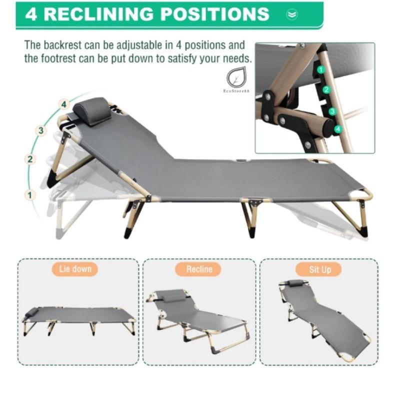 Backrest Adjustable Office Afternoon Nap Recliner Portable Folding Single Bed Wide Surface Lightweight Foldable Bed