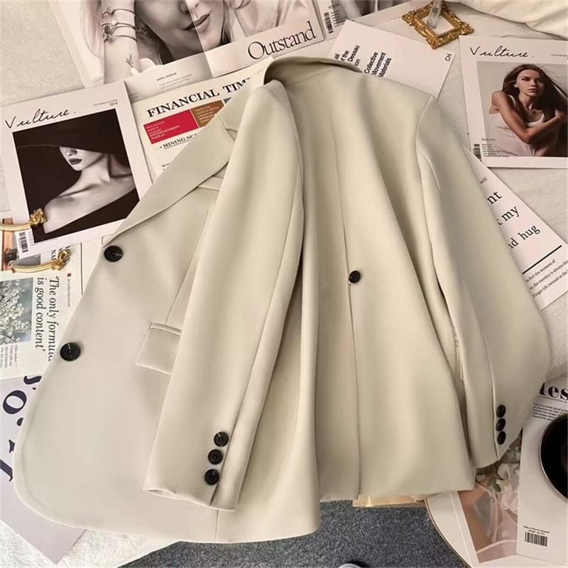 Damen Blazer Jacke Frühling Einreiher Lässig Schmale Passform Anzugmantel