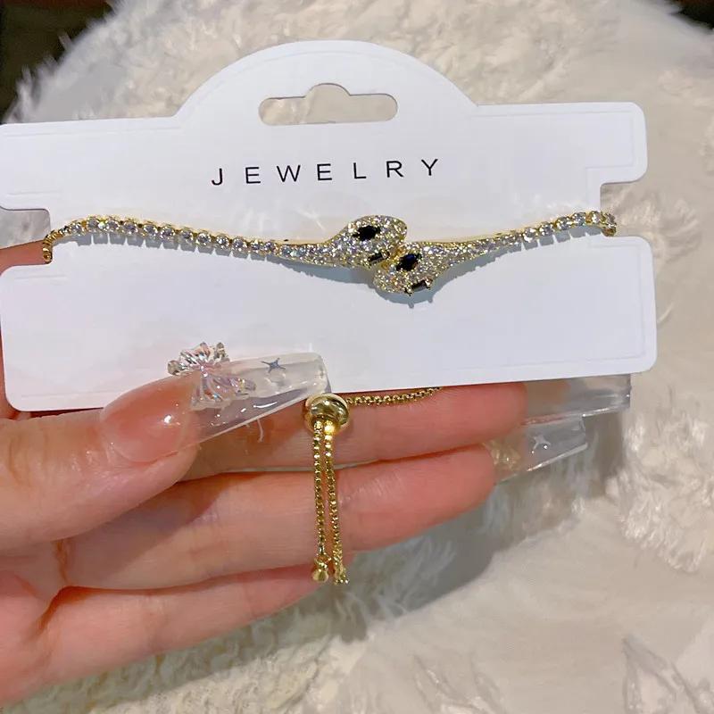 

Elegant Black Crystal Eyes Snake Zircon Bracelet Women s Fashionable Personalized Daily Accessory Party Zircon Birthday Gifts