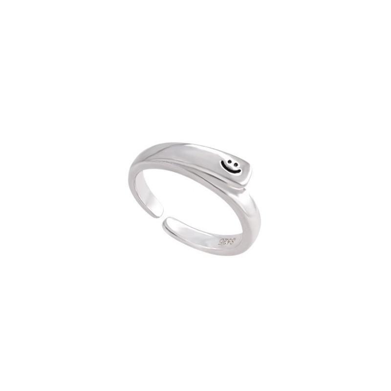 Minimalistischer Smiley-Gesicht-Ring im koreanischen Stil für Damen Modisches verstellbares Kupferdesign