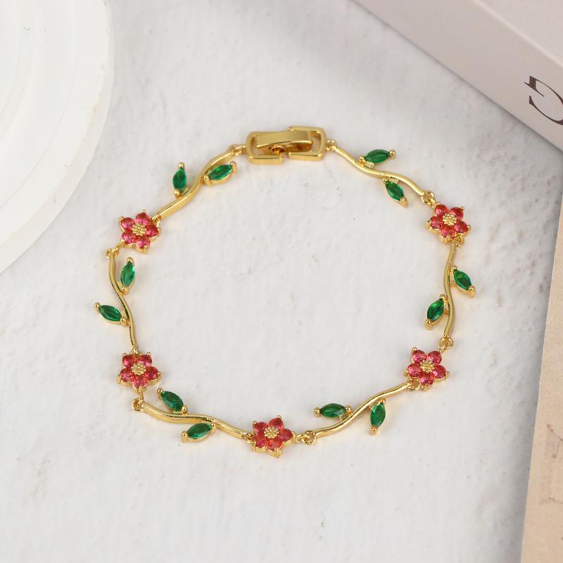 Multiple Color Flower  Branch Leaf Bracelet Dopamine Niche Women'S Bangle Jewelry Gifts