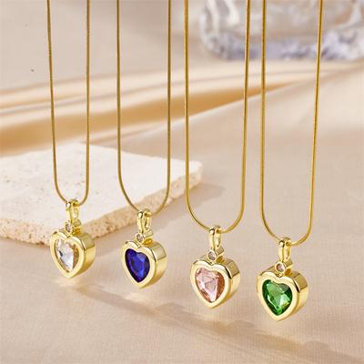 Colier Zircon Dragoste Femei Lanț Claviculă Oțel Inoxidabil Pandantiv Formă Inimă Accesorii Bijuterii