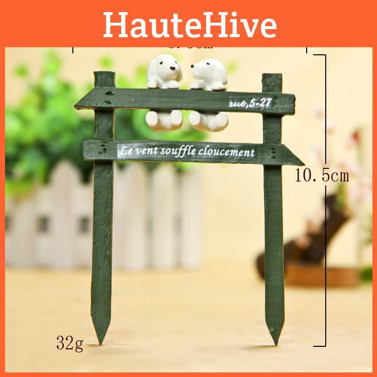 White Fence Creative Dog Scene Mini Model Ornament For Decoration Garden