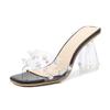 Source New rivets with crystal heel and sexy cool slippers medium thick heel transparent sandals large size