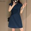 ZANZEA Women Casual Turn Down Collar Summer Short Sleeve Shirt Dress
