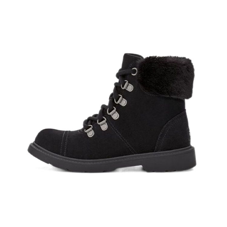 

UGG Kids Azell Hiker Weather Black Waterproof Leather Ankle Boots 1123622K-BLKS 33.5