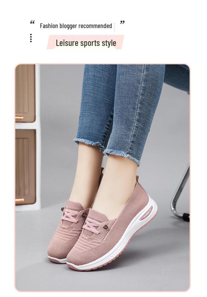 Plus Size Women's Flyknit Breathable Slip-On Canvas Casual Shoes