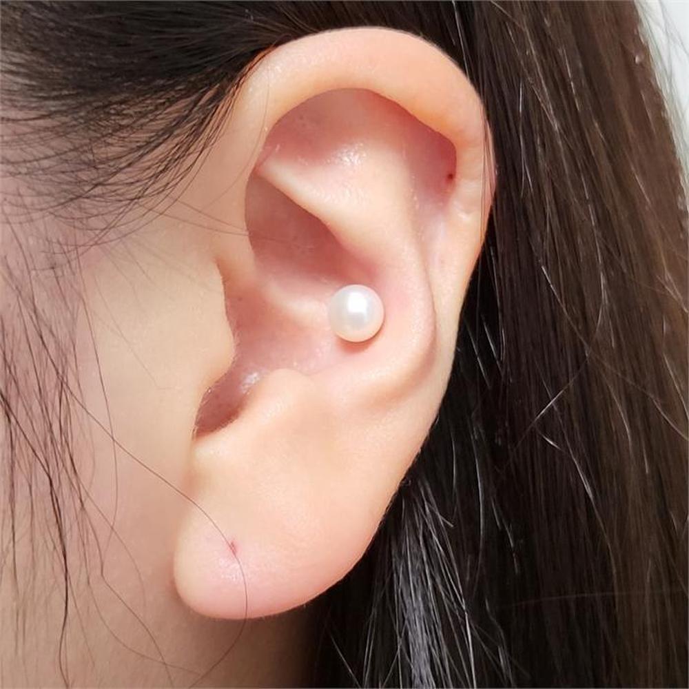 925 Silver Freshwater Pearl 6mm Piercing Earrings (8249433)