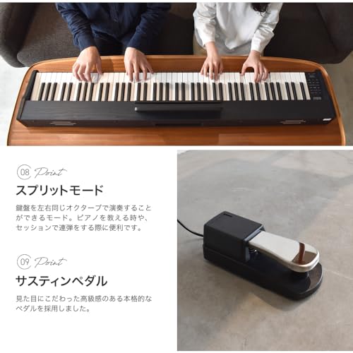 TORTE Digital Piano, 88-Key, Semi-Weighted Keys, Full-Scale, Japanese Language, 128 Voices, Wooden Case, Beige, TDP-SP03WL/BEG, with Stand (Includes S