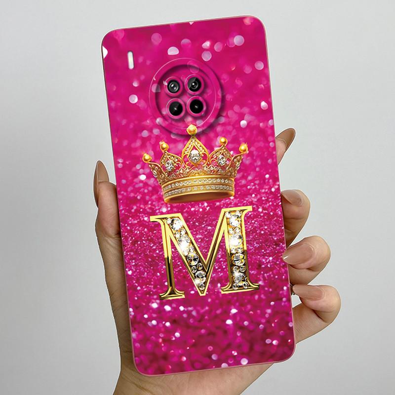 For Huawei Nova 8i Honor 50 Lite Crown Initial Letter Couple Phone Case Nova8i Honor 50Lite Soft Silicone TPU Protective Casing