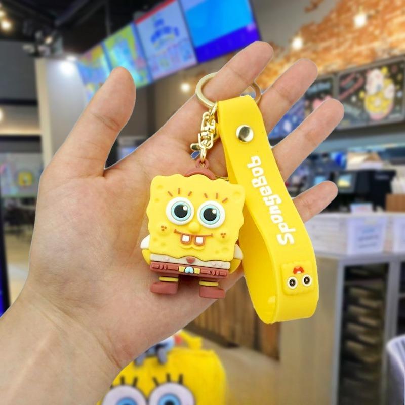 1/3/6PCS Anime Spongebob Squarepants Keychain Patrick Star Kawaii PVC Toys keychain Backpack charm Birthday Gift For Kid